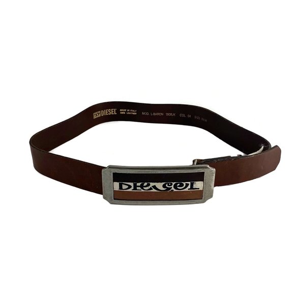 Diesel Wide Logo Large Leather Belt & Buckle - Picture 1 of 6